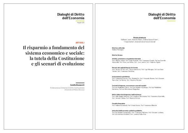 Il risparmio a fondamento del sistema economico e sociale: la tutela della Costituzione e gli scenari di evoluzione
