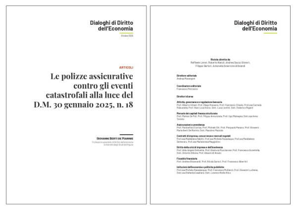 Le polizze assicurative contro gli eventi catastrofali alla luce del D.M. 30 gennaio 2025, n. 18